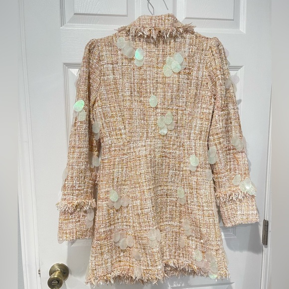 June Eleven Tweed Blazer Dress with Fringe Details - Picture 7 of 11